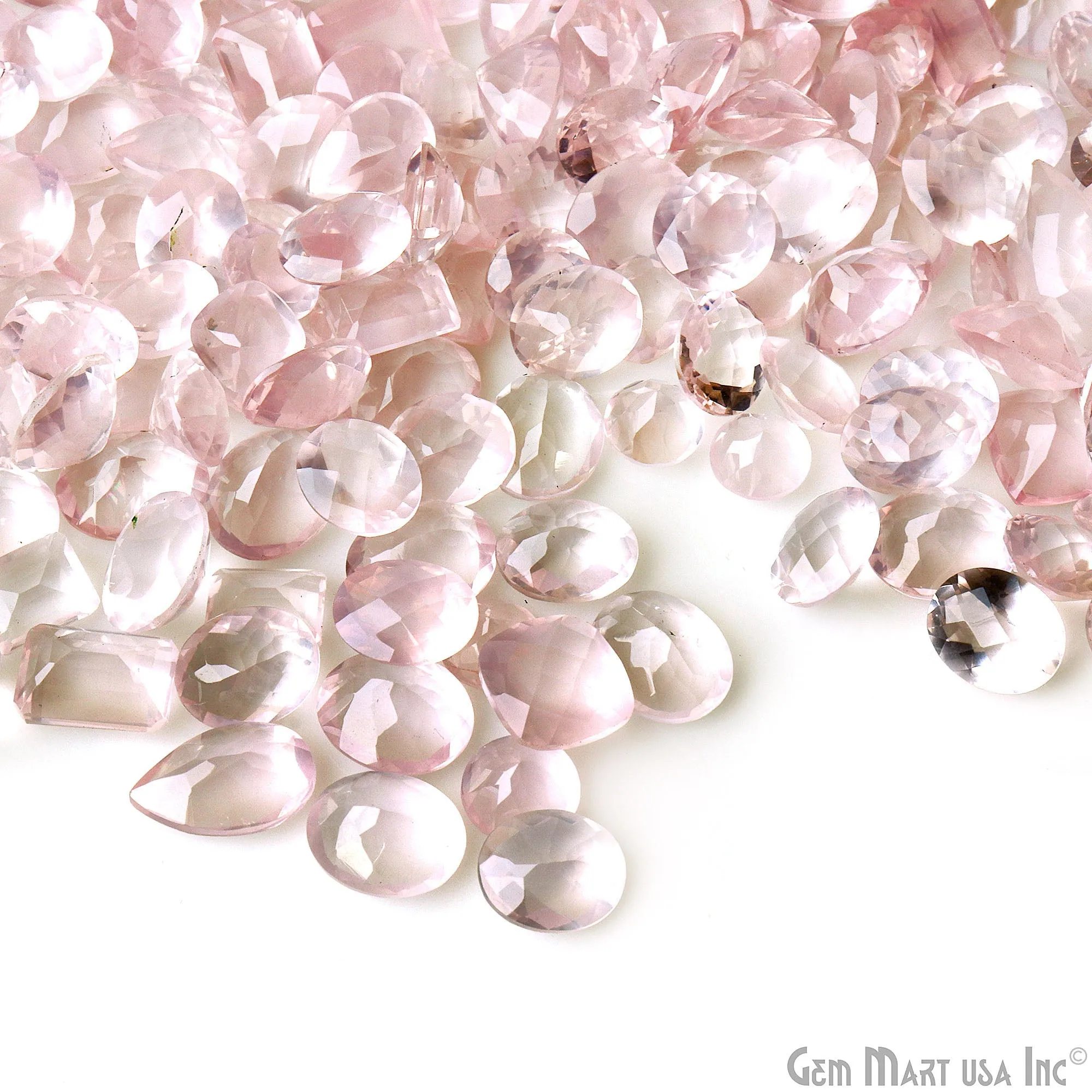 100ct Rose Quartz Mix Shape And Mix Size Faceted Loose Gemstone