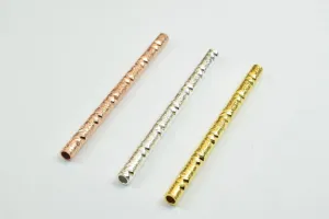 12 PCs Straight Tube Jewelry Finding Beads 3x40mm/3x45mm/3x50mm Diamond Cut Gold/Silver/ Rose Gold For Jewelry Making