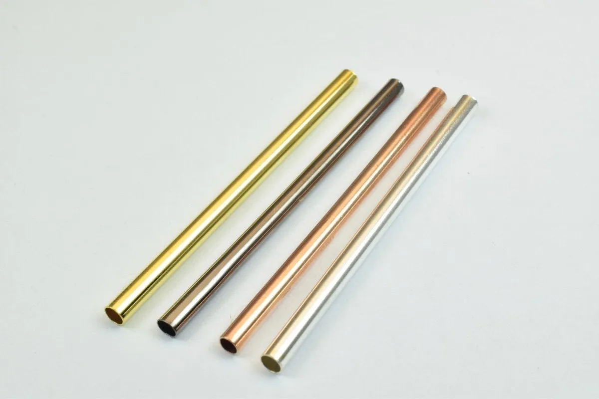 12 PCs Straight Tube Jewelry Finding Beads  3x40mm/3x45mm/3x50mm Plain Tube Gold/Silver/Gun Metal/ RoseGold For Jewelry Making