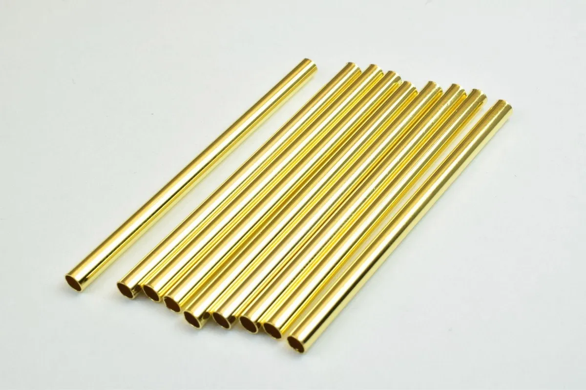 12 PCs Straight Tube Jewelry Finding Beads  3x40mm/3x45mm/3x50mm Plain Tube Gold/Silver/Gun Metal/ RoseGold For Jewelry Making