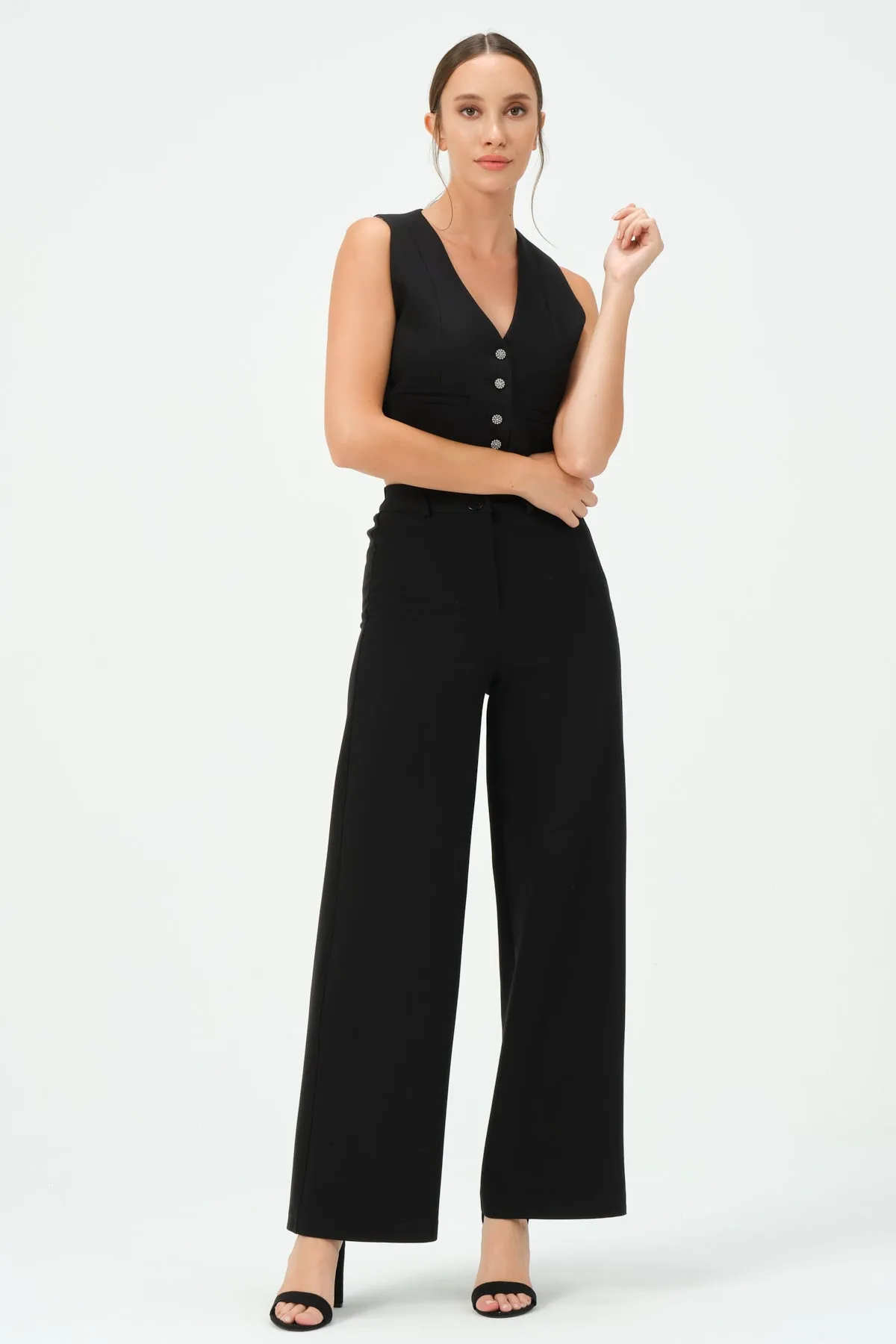 135-Grace Pants Wide Leg Black