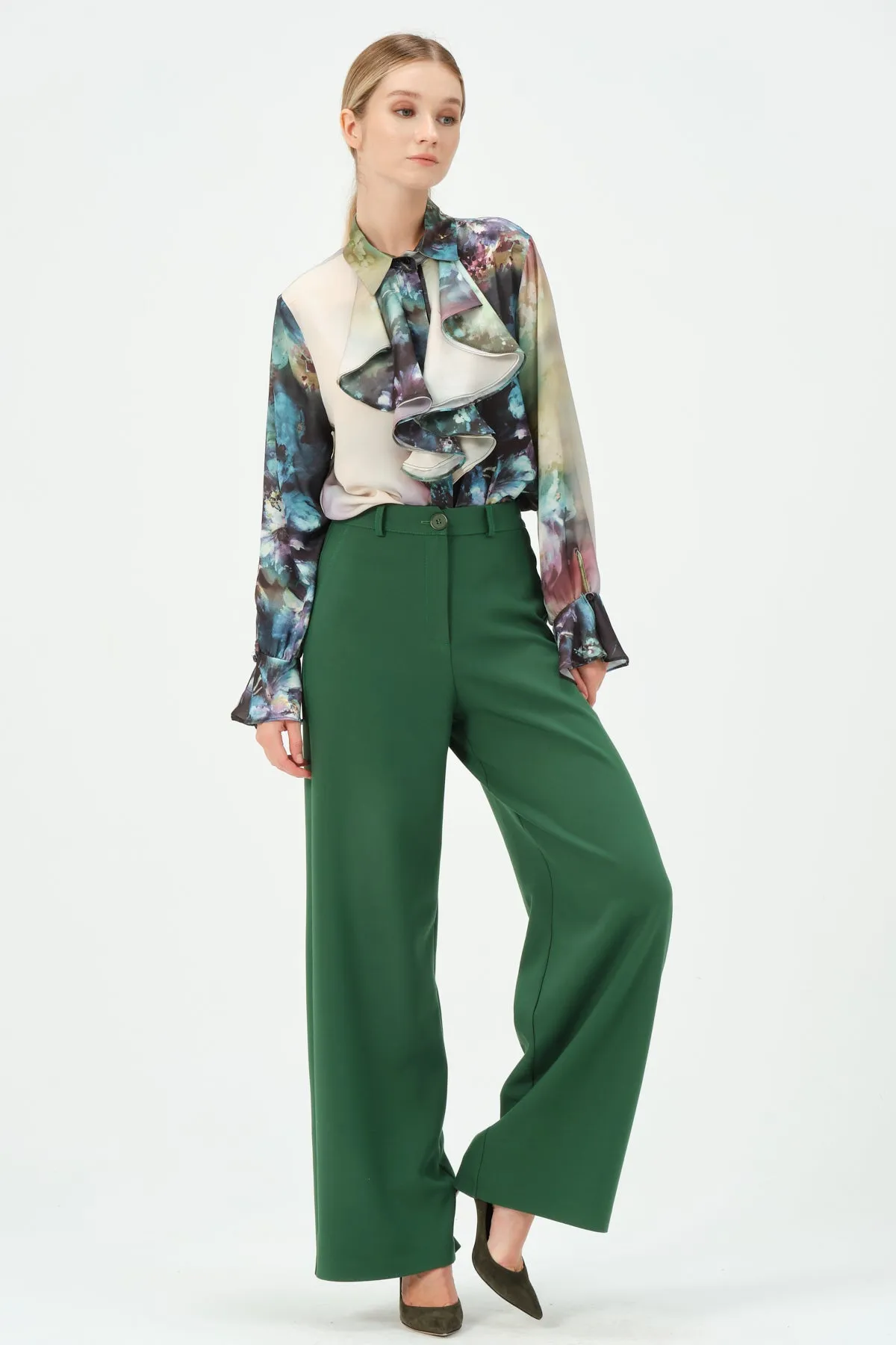 135-Grace Pants Wide Leg Green