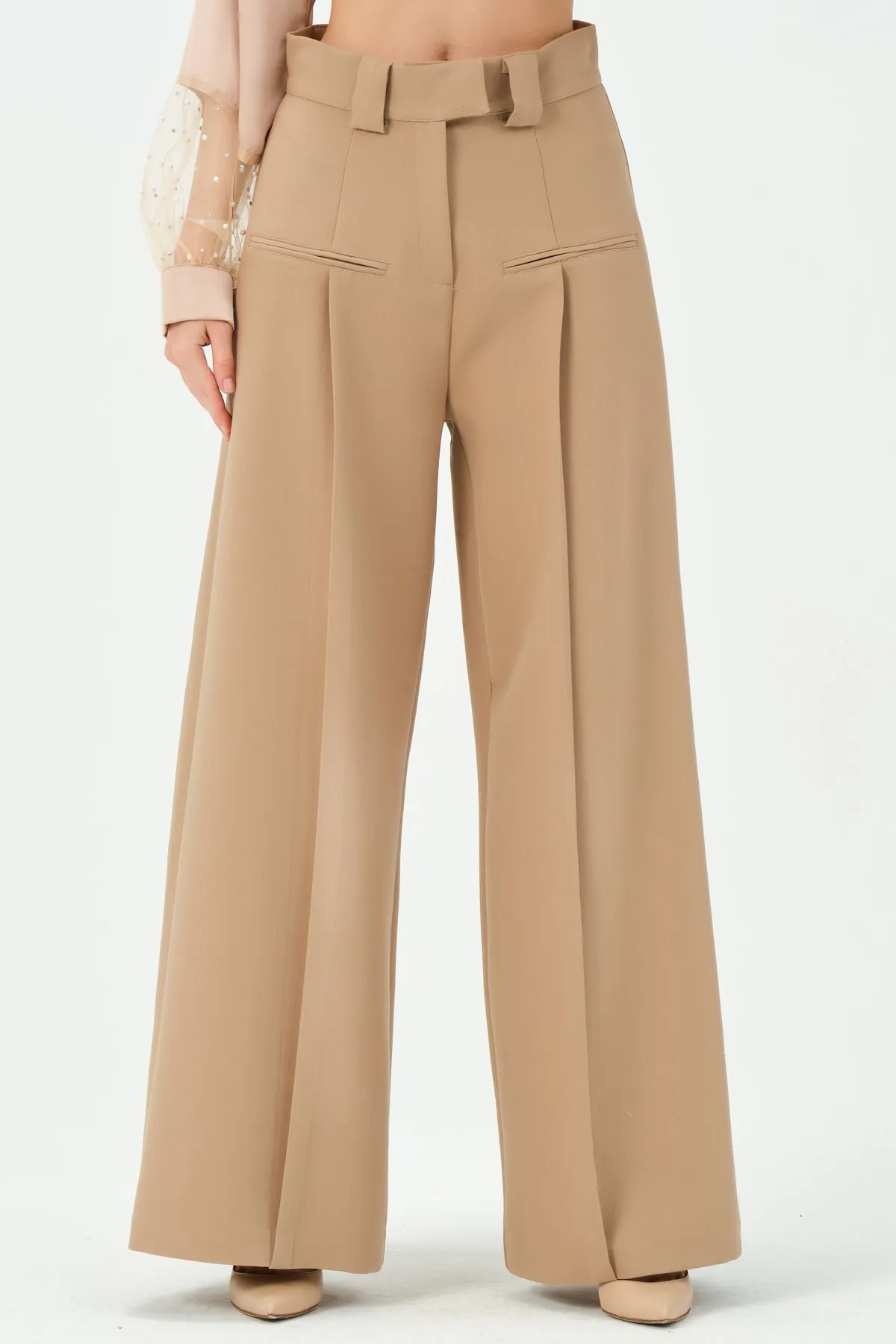 165-Alexe Wide Leg Pants Beige