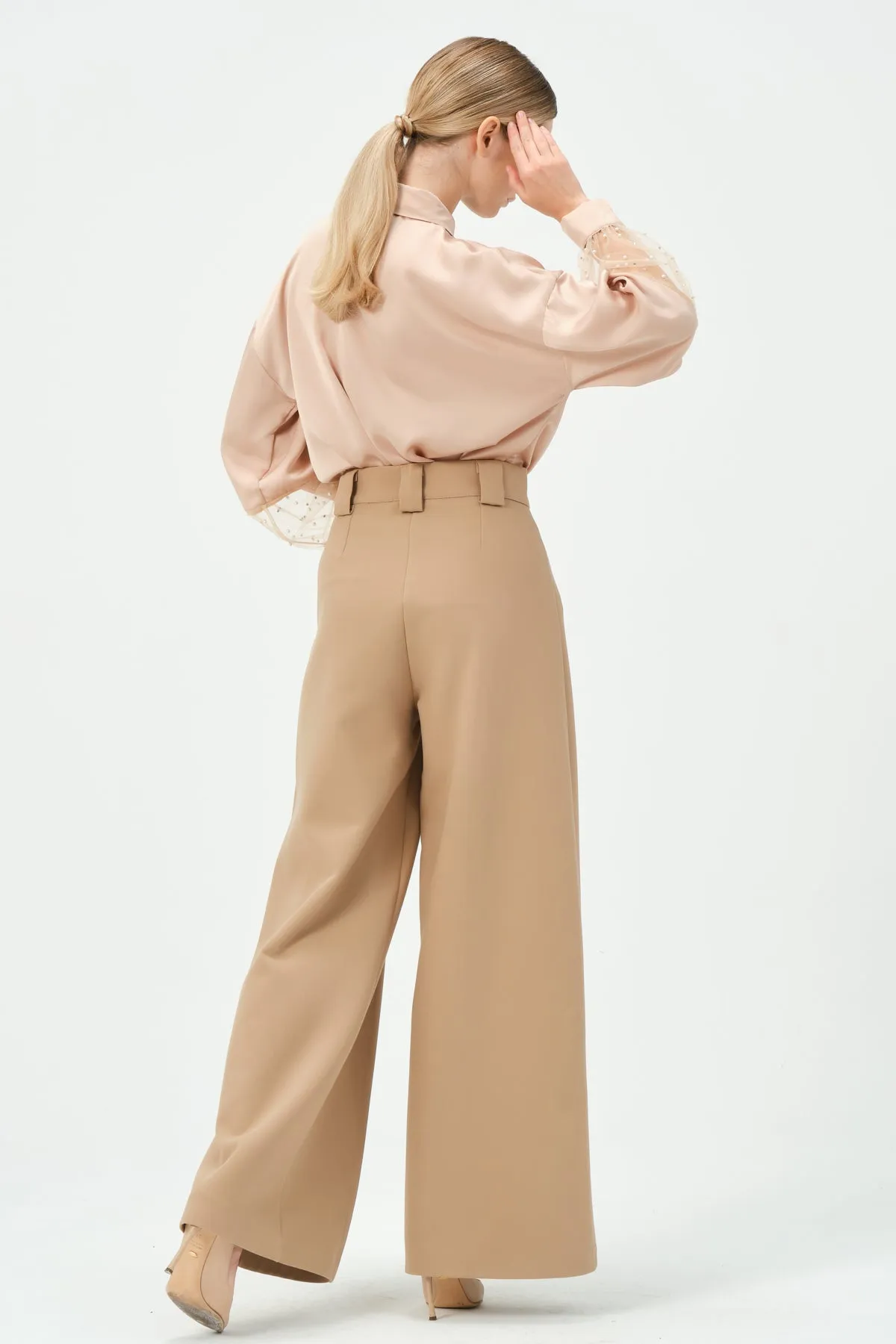 165-Alexe Wide Leg Pants Beige