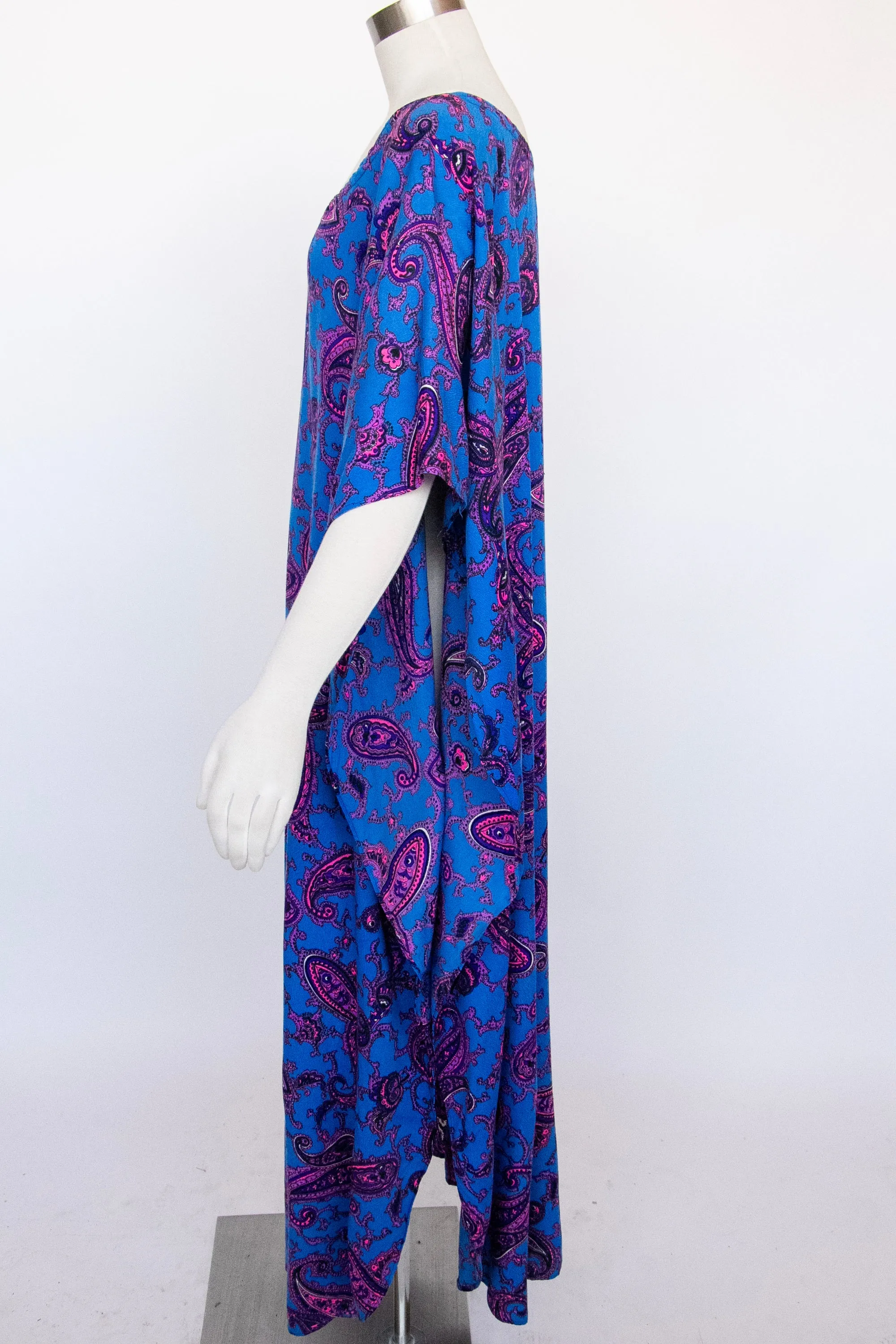 1970s Caftan Dress Cotton Maxi XL