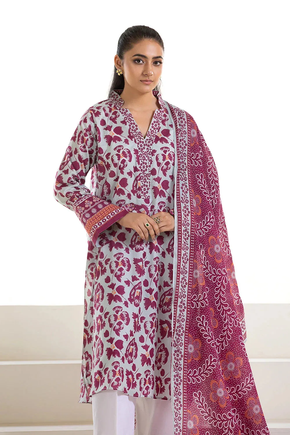 2PC Unstitched Printed Lawn Shirt and Dupatta KSD-2632