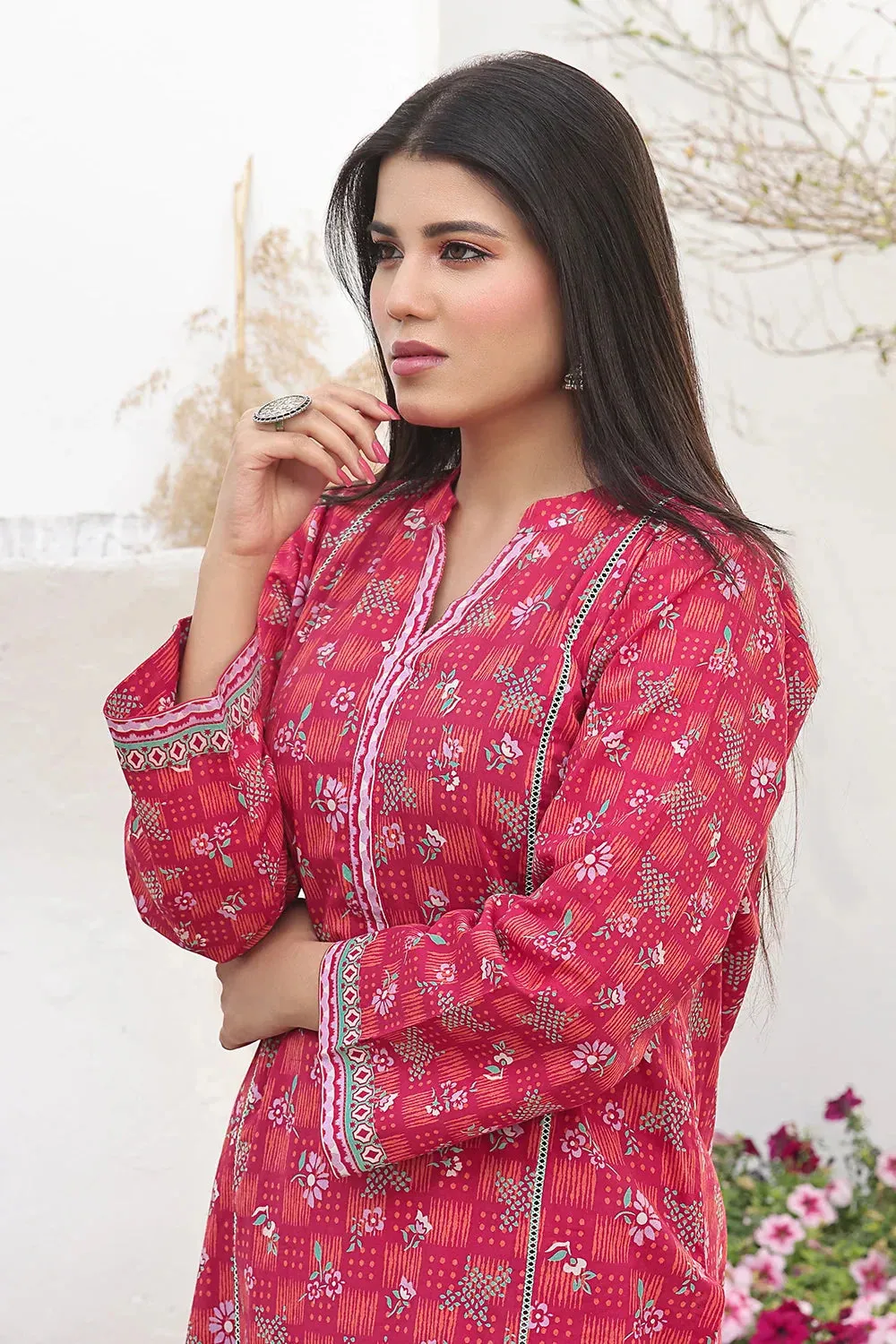 2PC Unstitched Printed Lawn Shirt and Trouser KST-2492