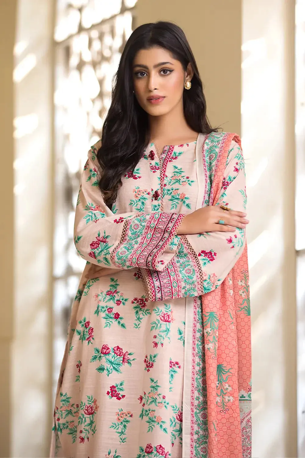 3PC Printed Unstitched Khaddar Suit KKH-2875