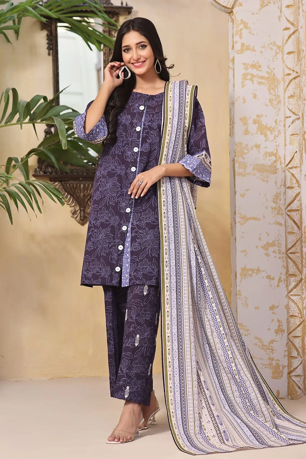 3PC Unstitched Khaddar Suit KKH-2265