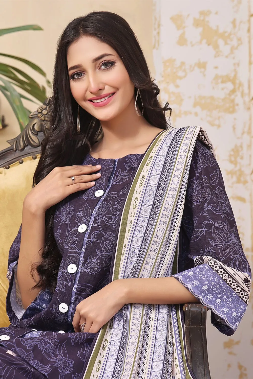 3PC Unstitched Khaddar Suit KKH-2265