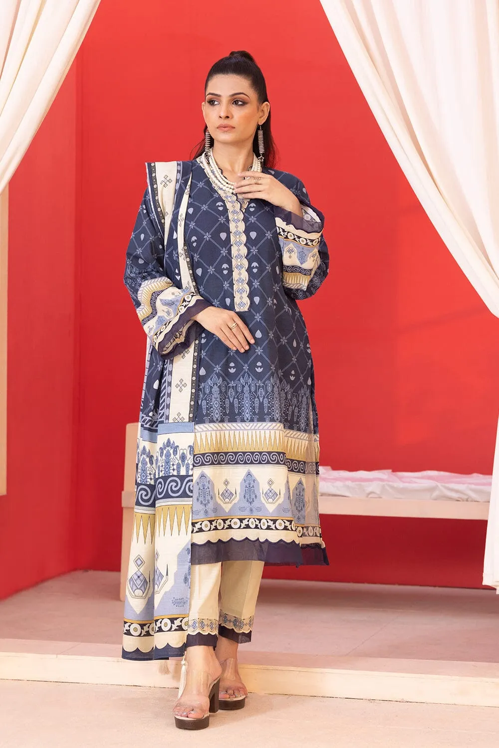 3PC Unstitched Khaddar Suit KKH-2332