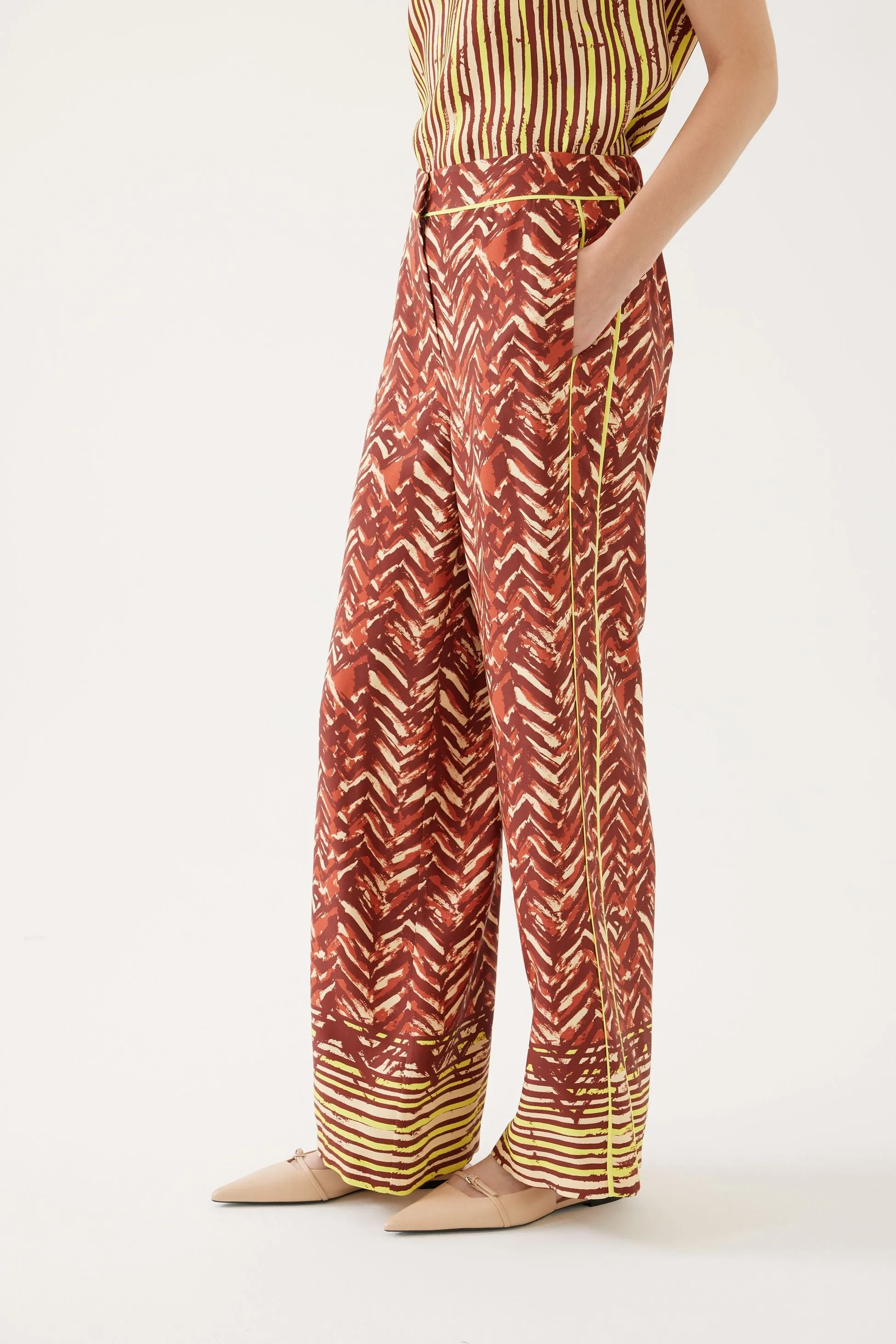 Abstract Print Wide Leg Pants