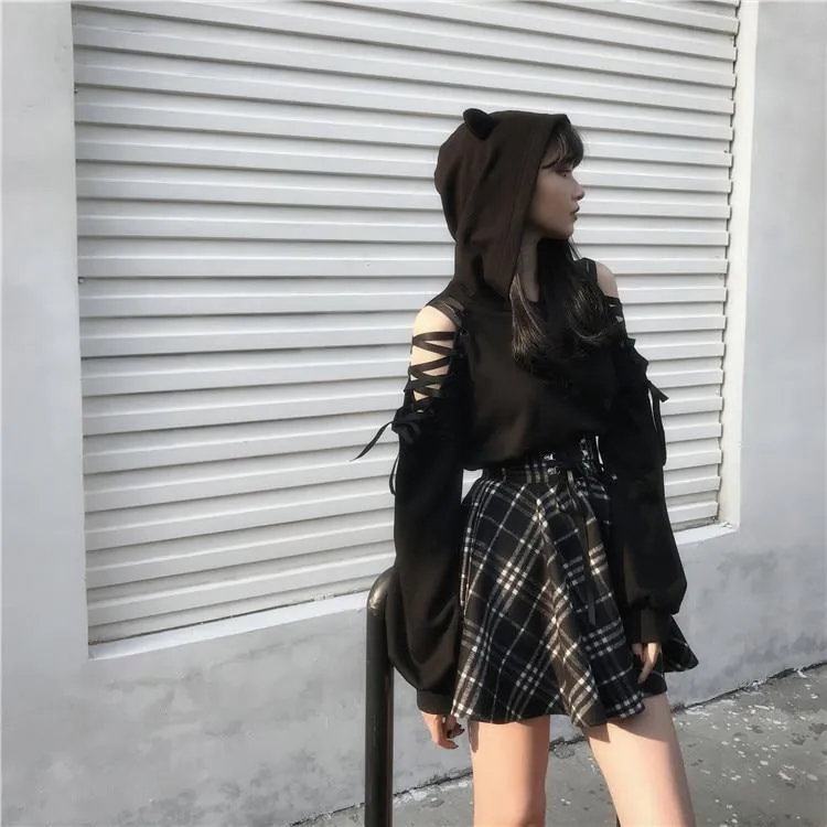 Alternative 'Army Of Darkness' Black and White Plaid Skirt