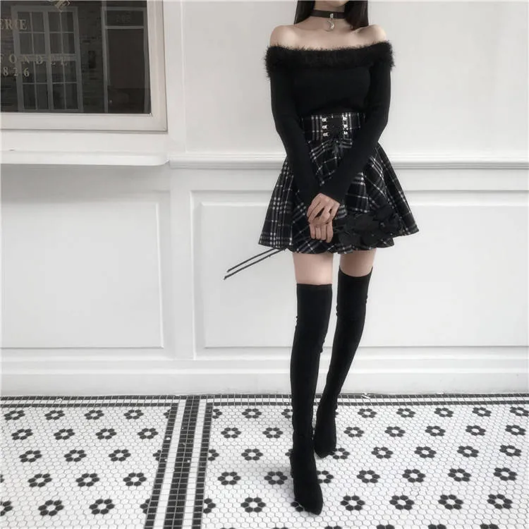 Alternative 'Army Of Darkness' Black and White Plaid Skirt