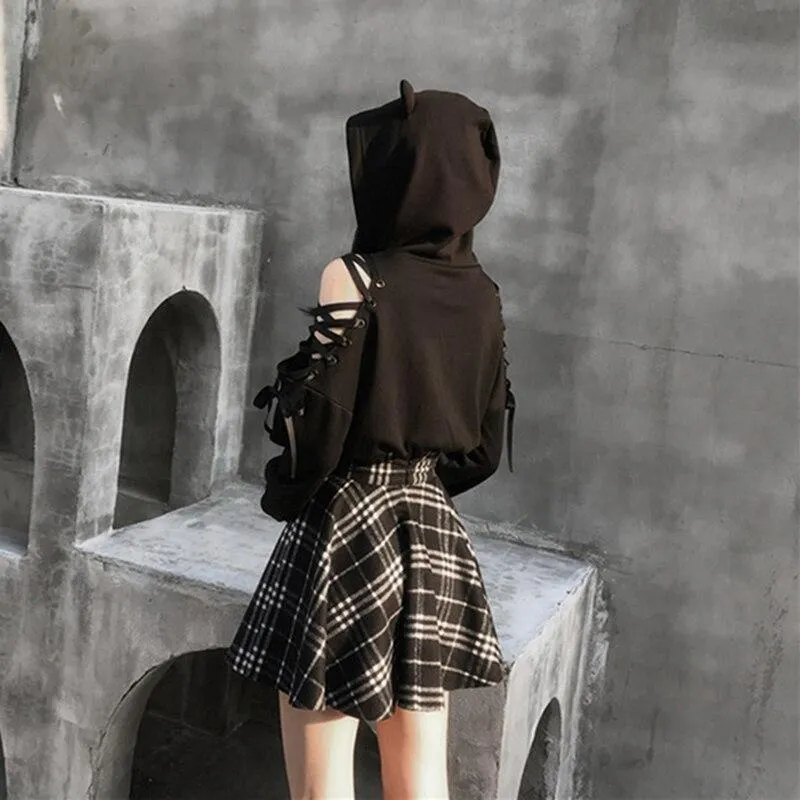 Alternative 'Army Of Darkness' Black and White Plaid Skirt