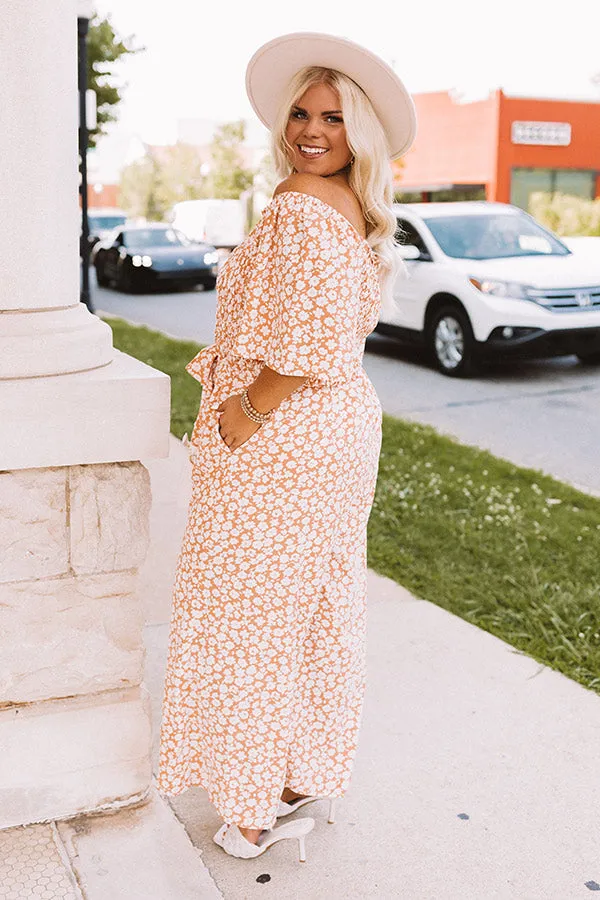 Always Dreaming Smocked Jumpsuit In Peach Curves