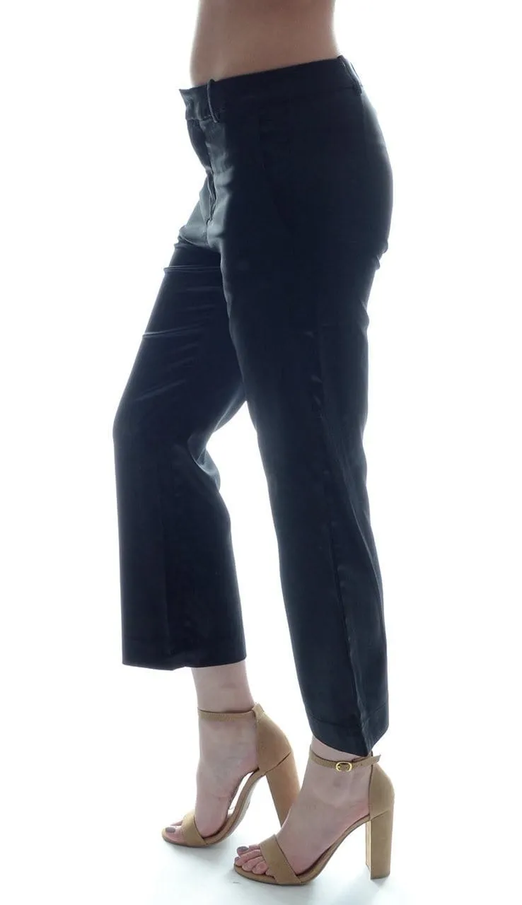 Ana Cropped Silk Pant - Navy