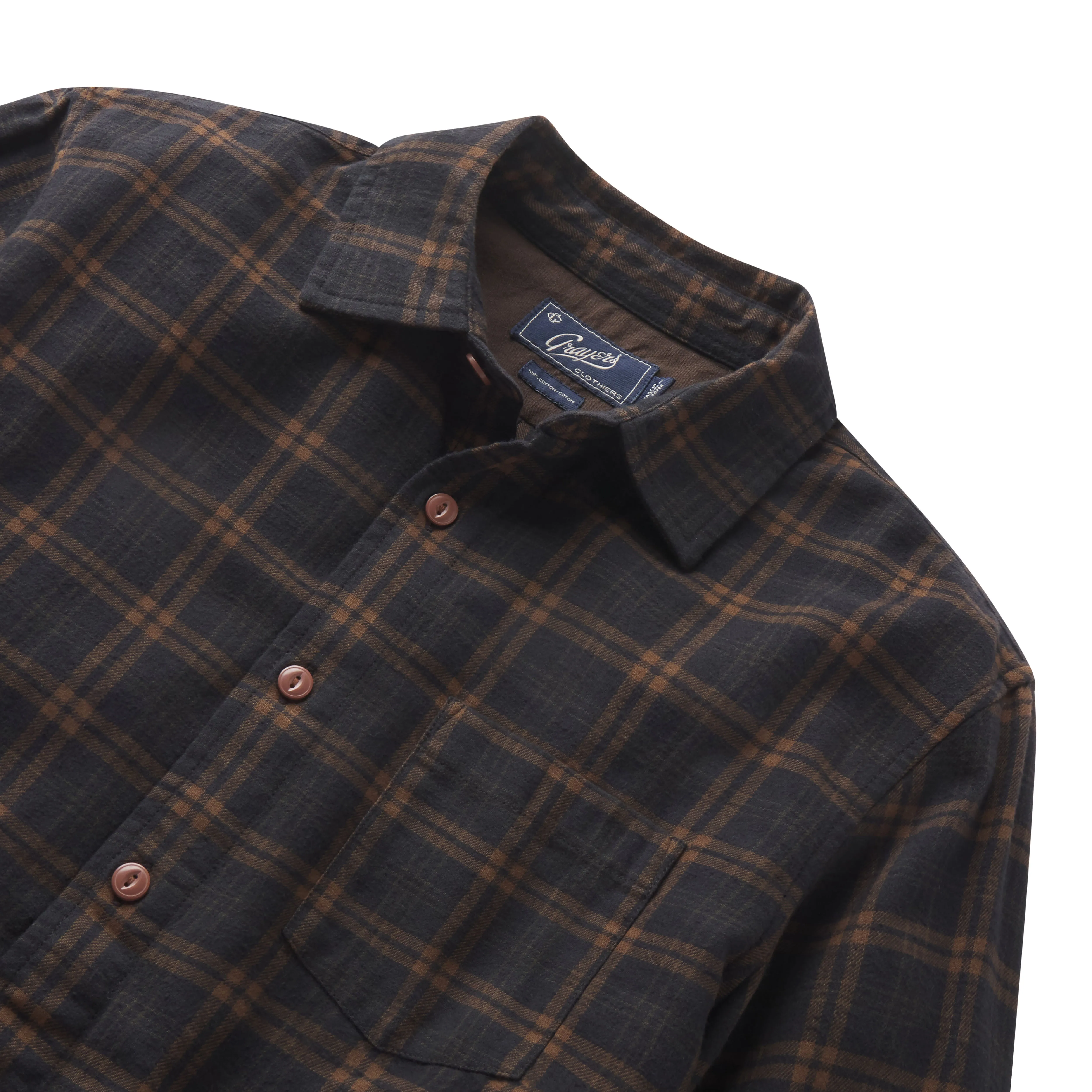 Arcadian Plaid Shirt - Loden Navy