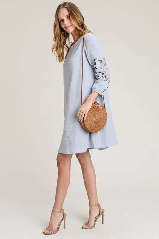 Ava Swing Dress in Dusty Blue