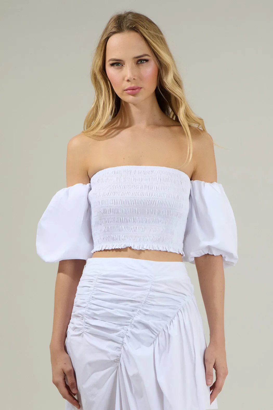 Belen Elvie Smocked Cropped Top