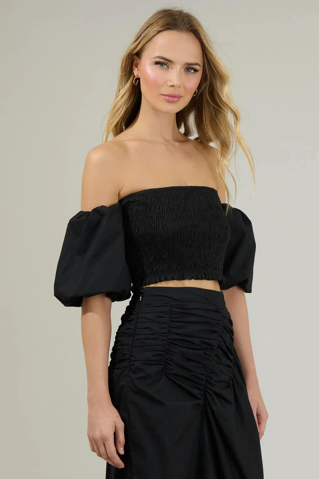 Belen Elvie Smocked Cropped Top