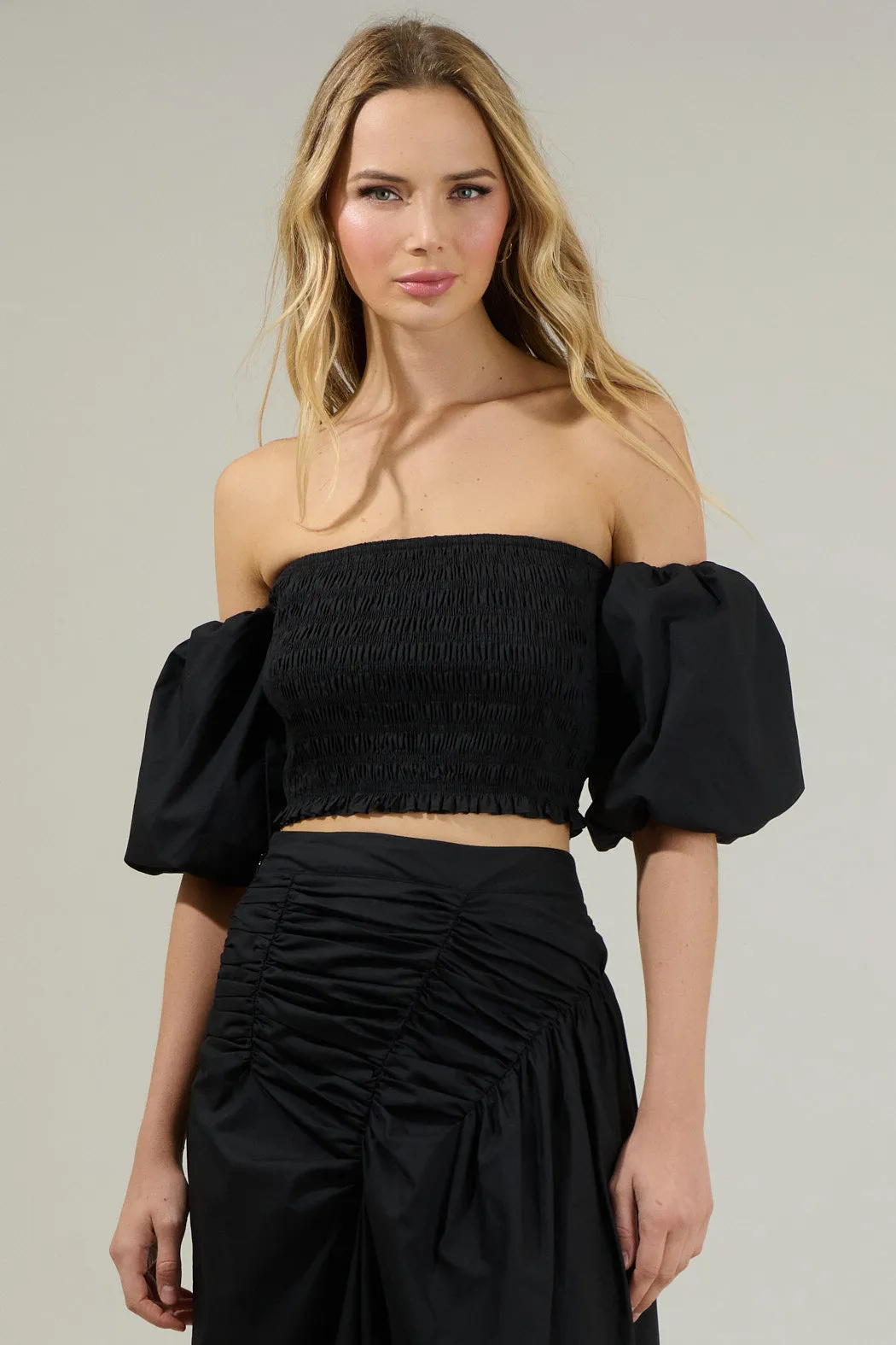 Belen Elvie Smocked Cropped Top