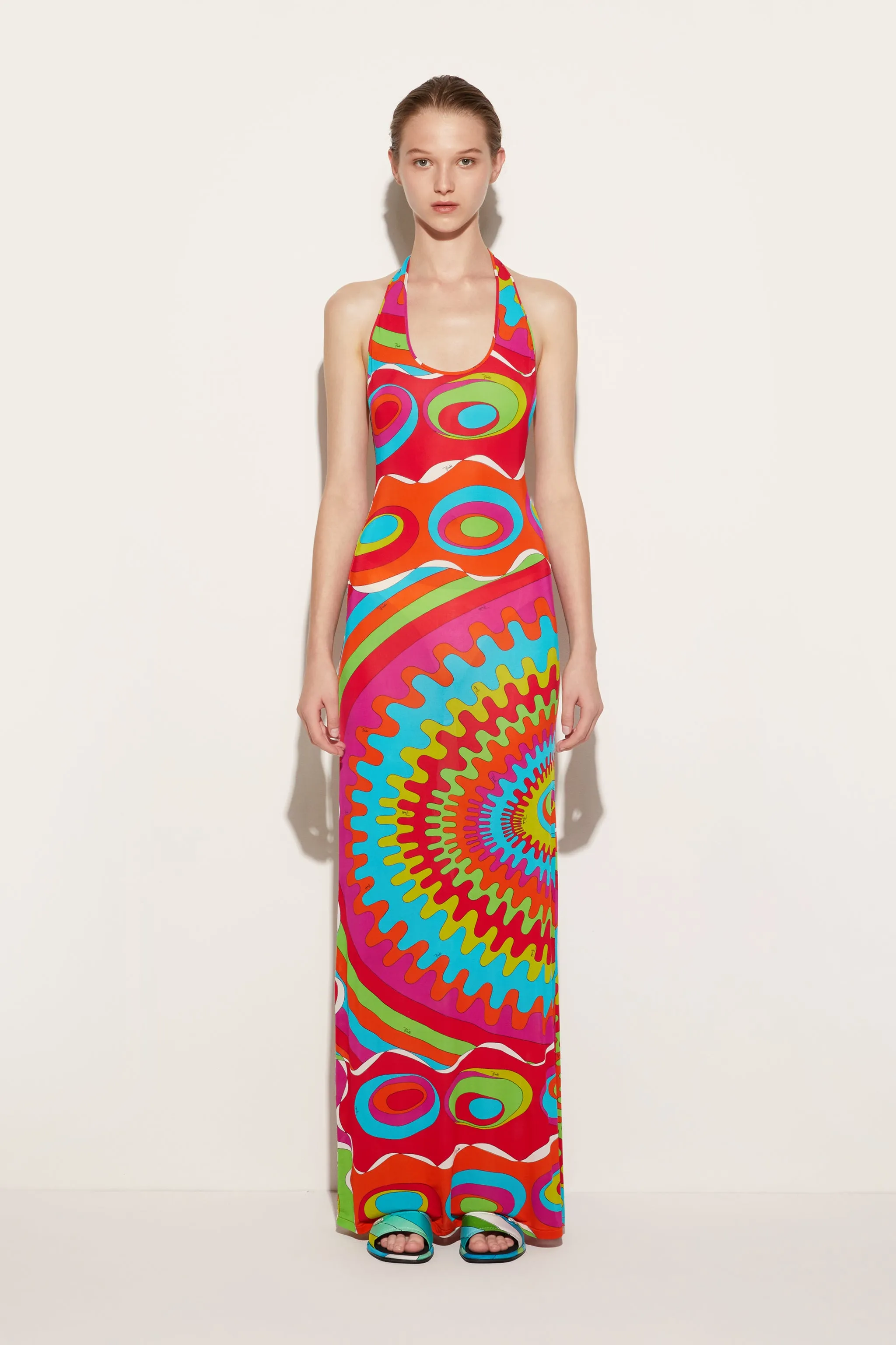 Bersaglio-Print Long Dress