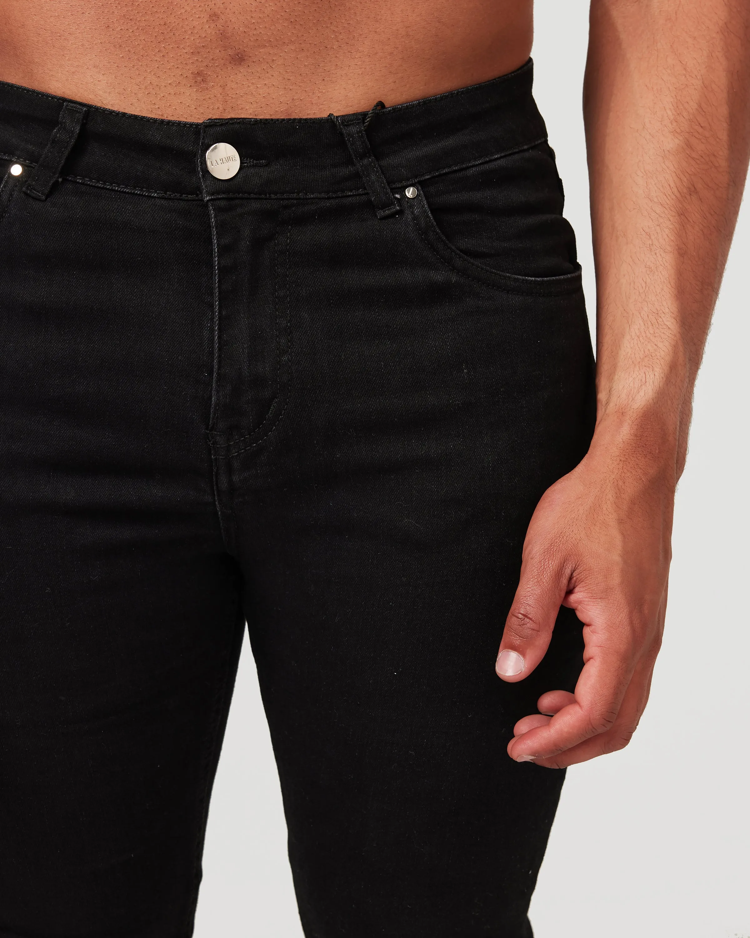 Black Destroyed Knee Jeans