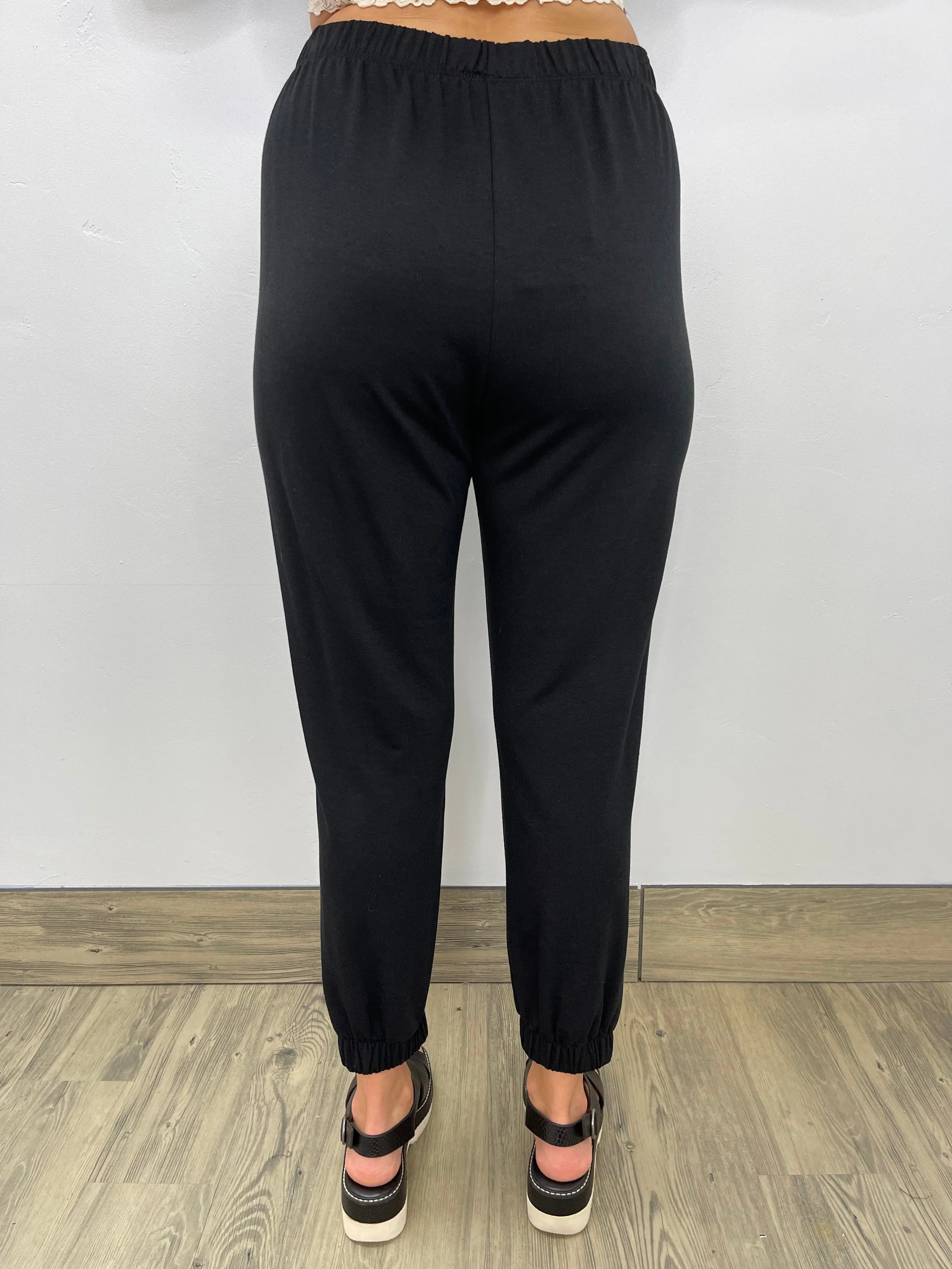 Black Long Knit Bamboo Jogger