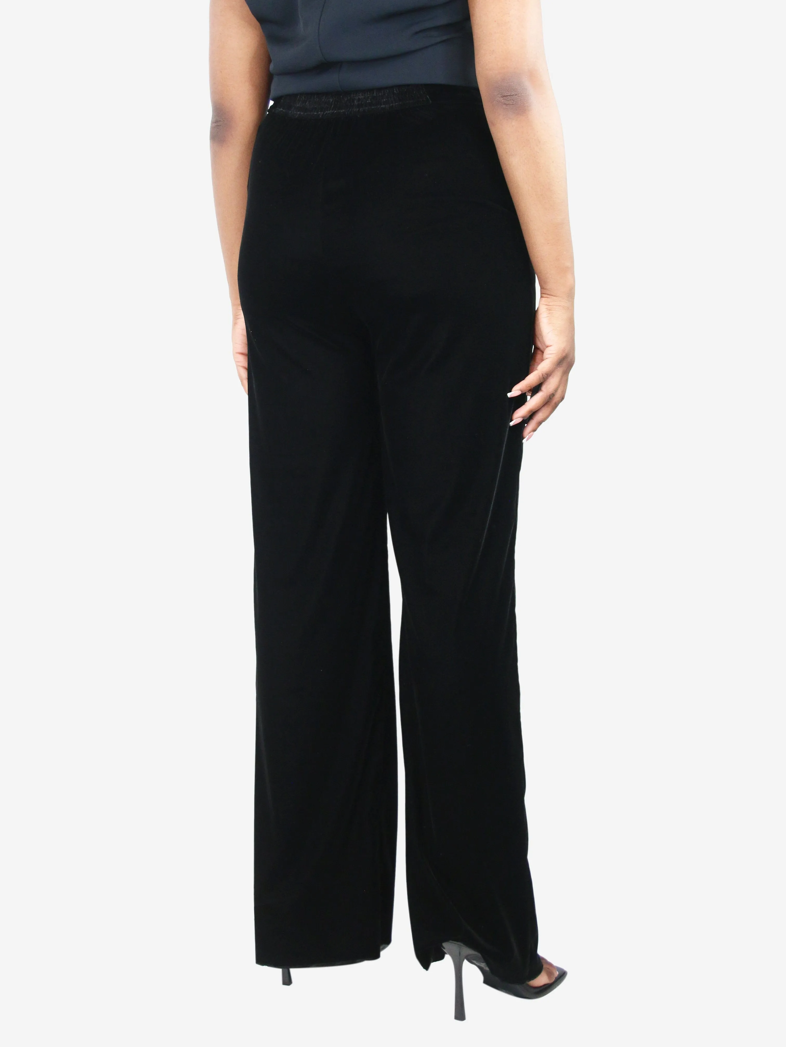 Black velvet straight-leg pants- size UK 16