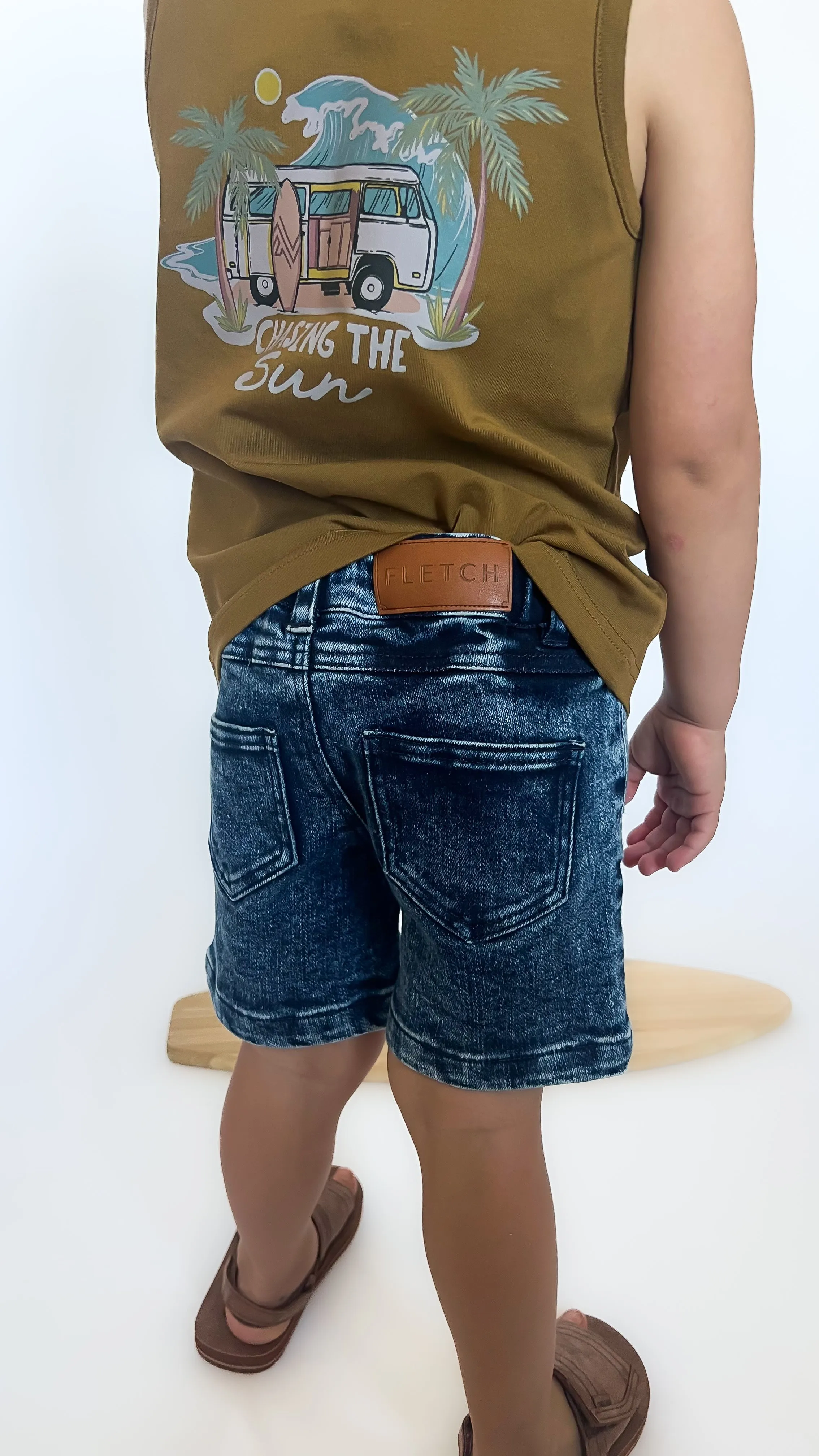 Blue Acid Wash Slim Fit Denim Shorts