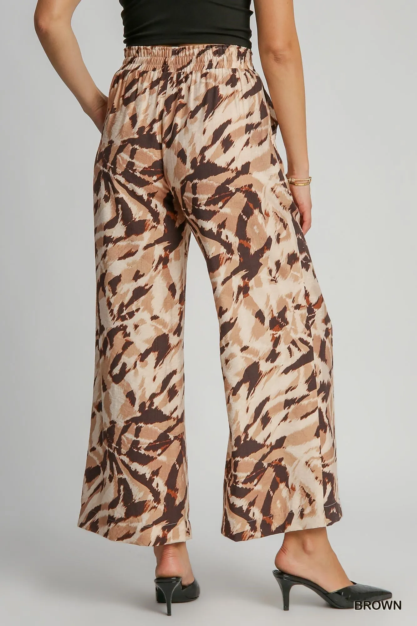 Brown Animal Print Two Piece Pant & Top