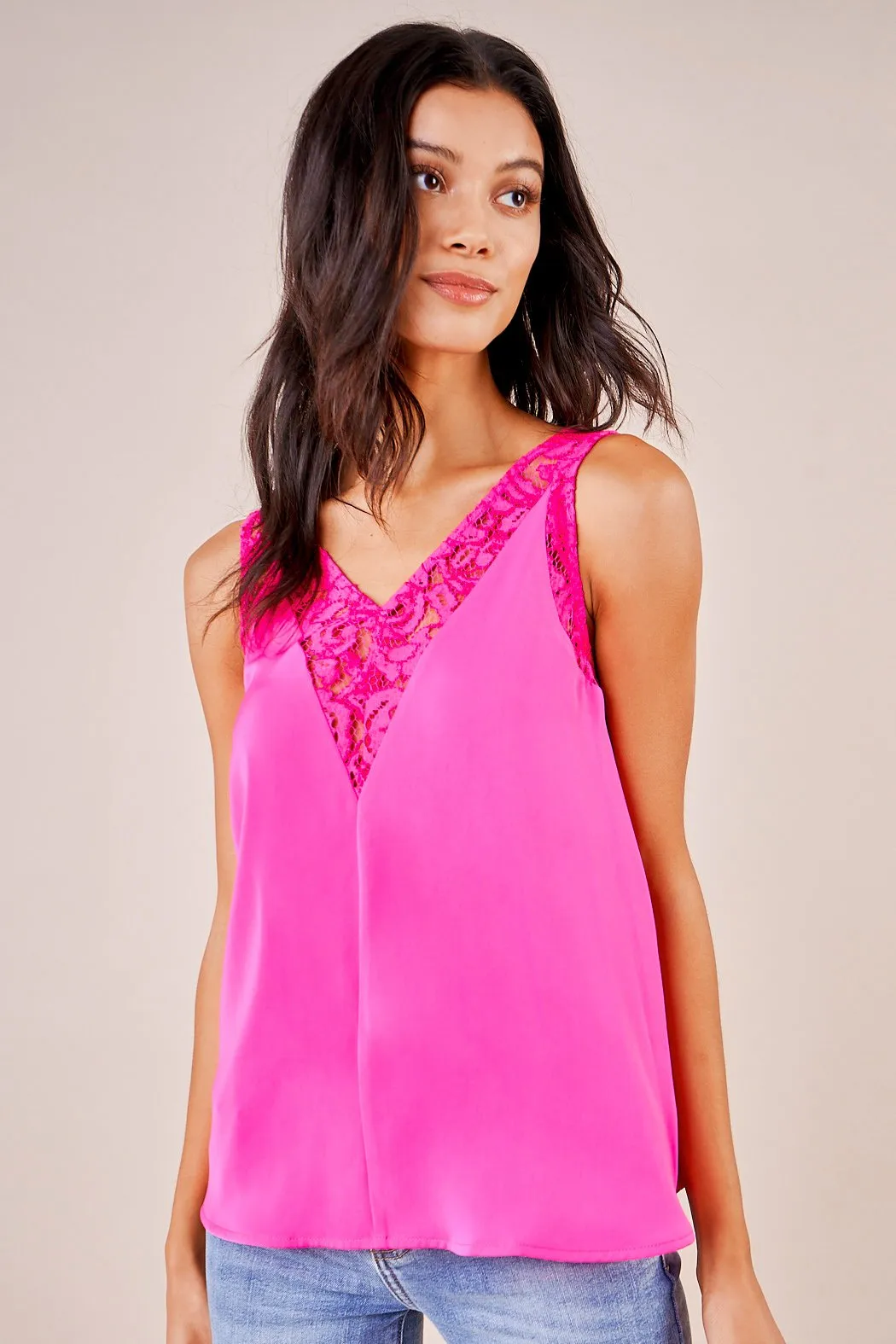 Cassa Mixed Lace Sleeveless Blouse