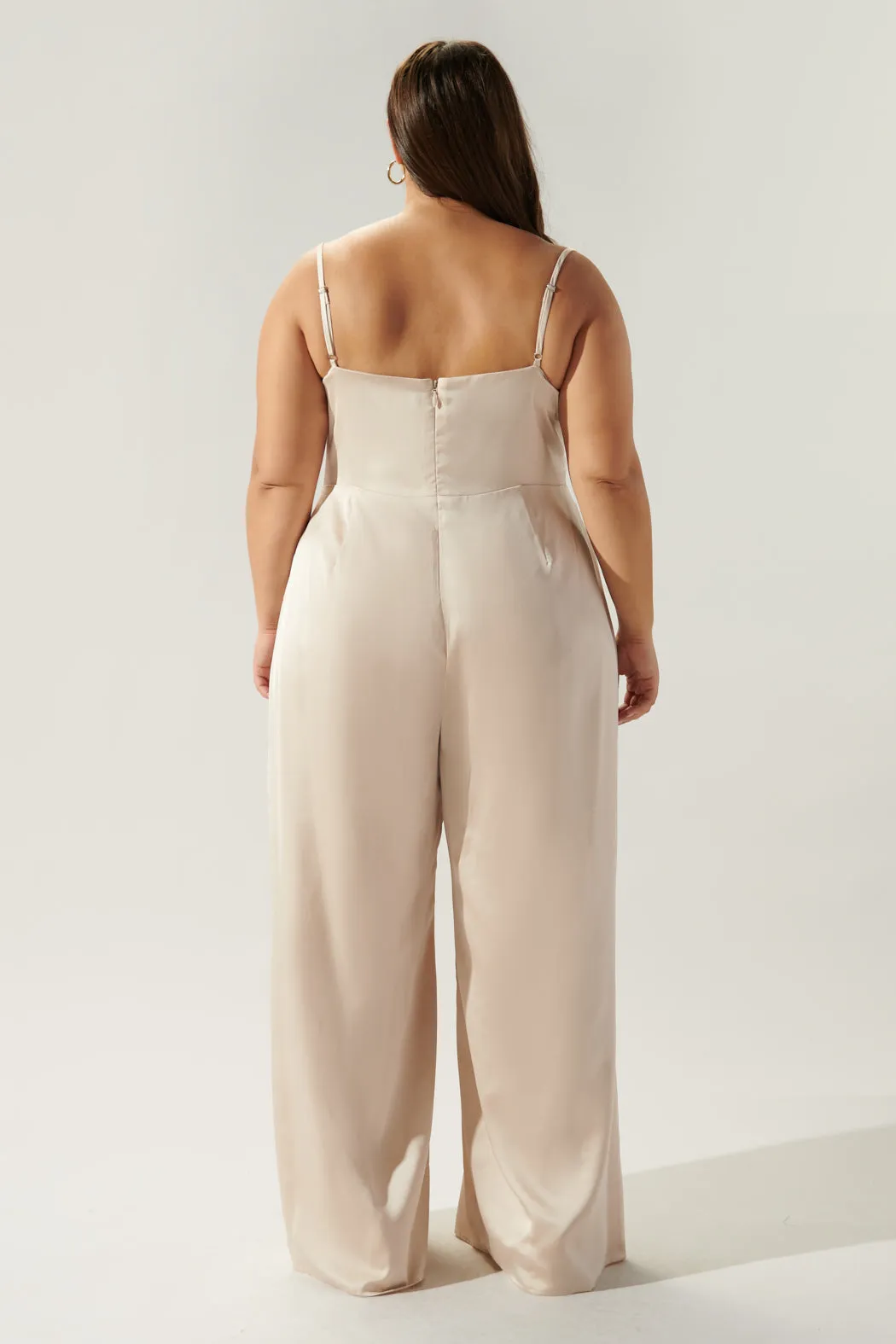 Chateau Satin Cowl Neck Jumpsuit Curve