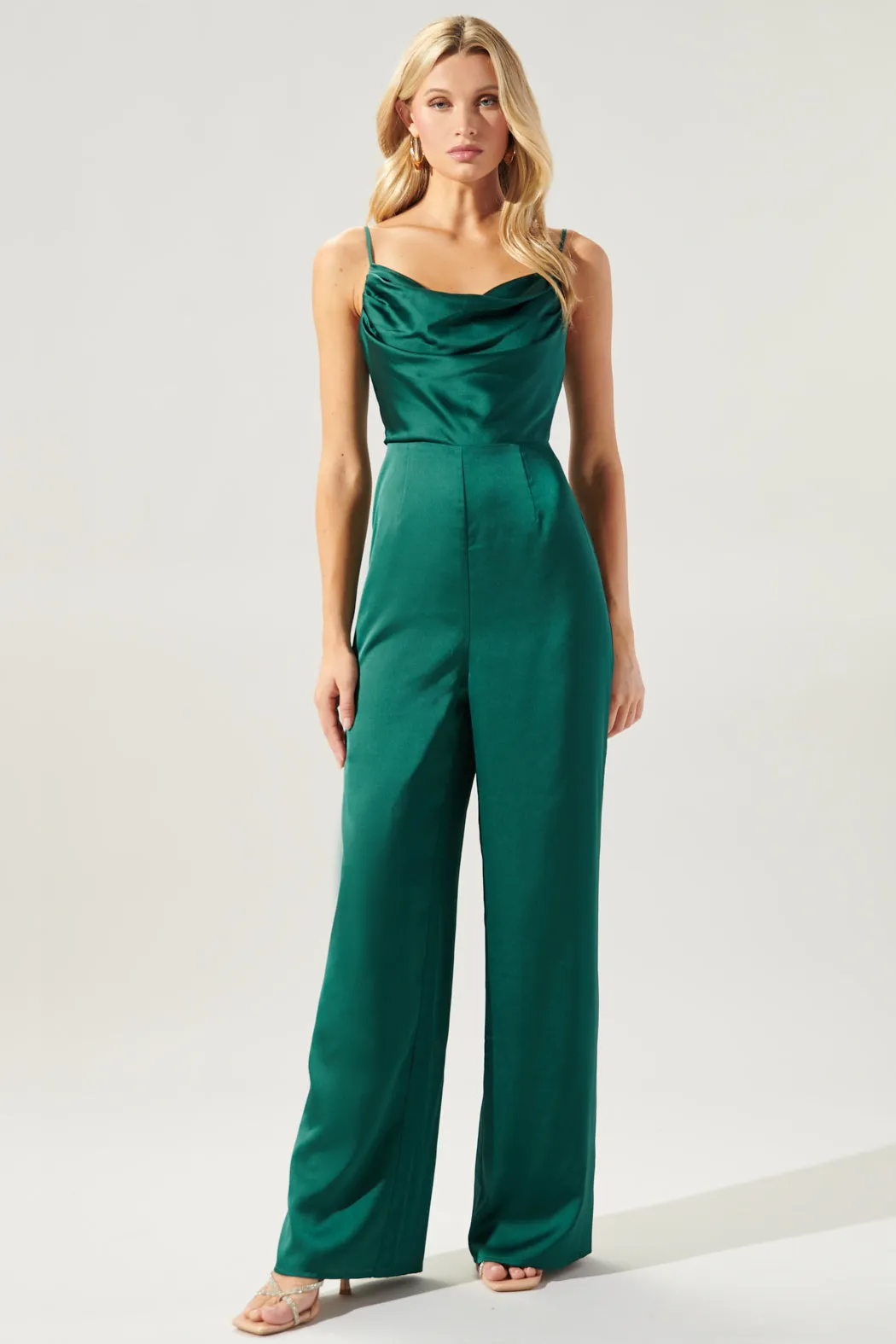 Chateau Satin Cowl Neck Jumpsuit