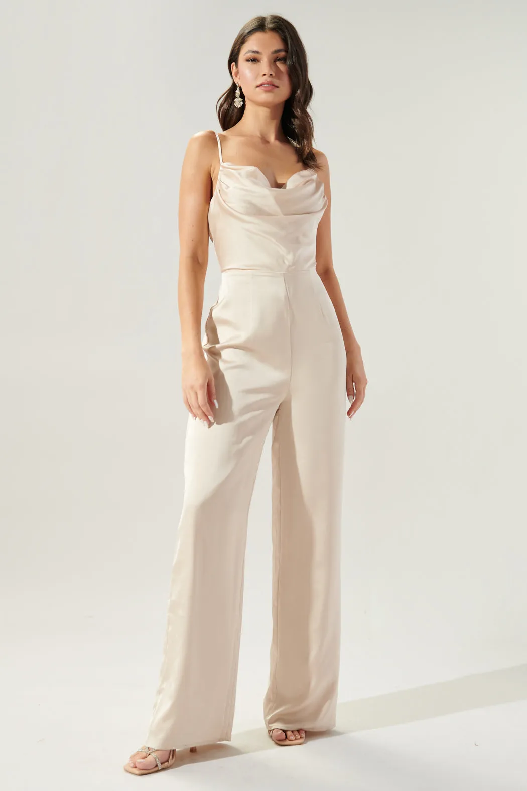 Chateau Satin Cowl Neck Jumpsuit