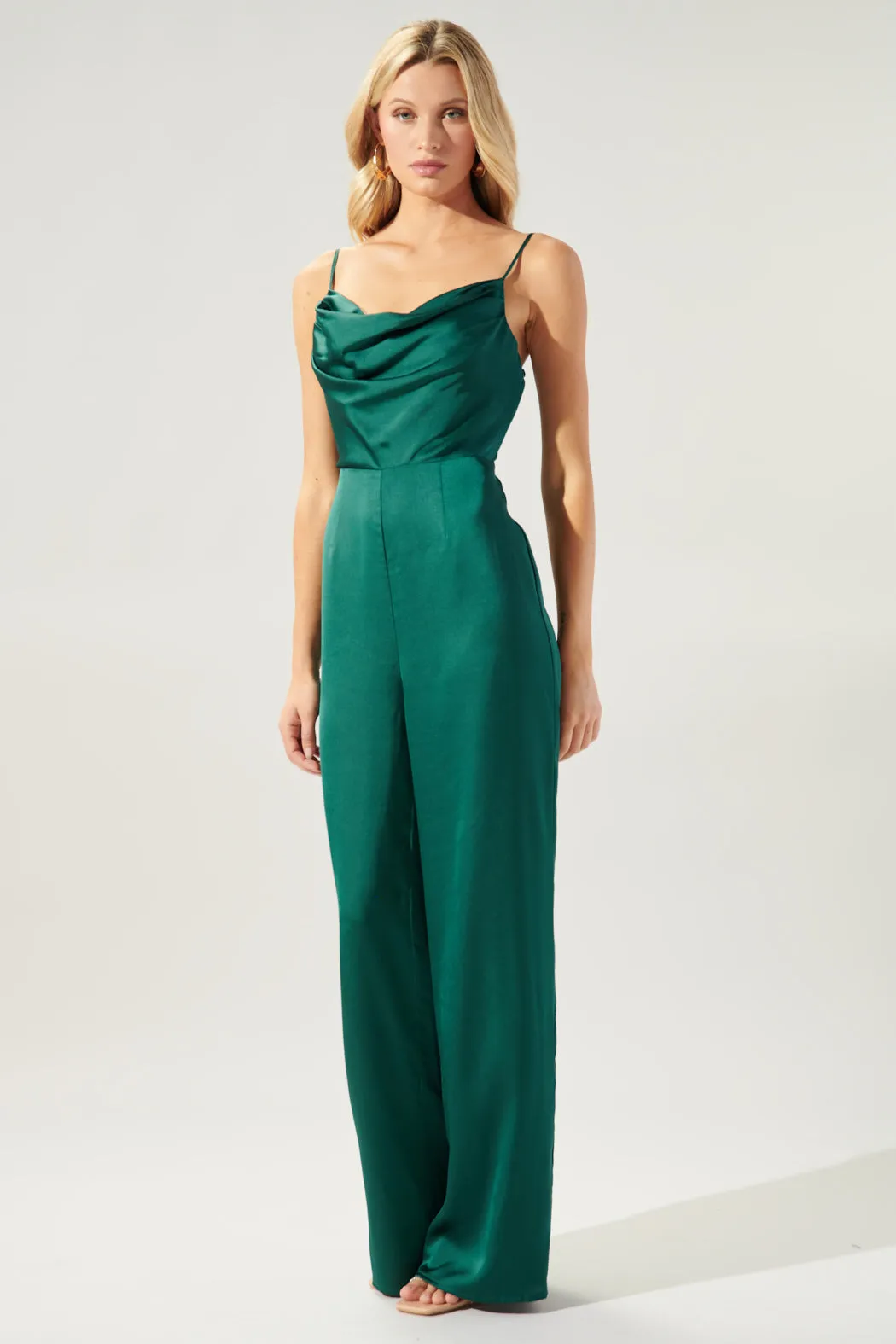 Chateau Satin Cowl Neck Jumpsuit