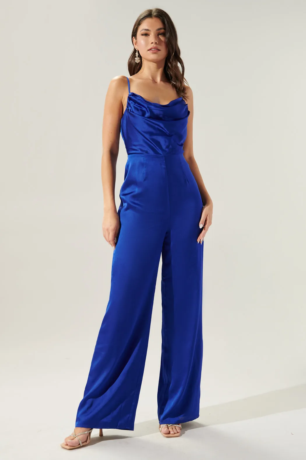 Chateau Satin Cowl Neck Jumpsuit