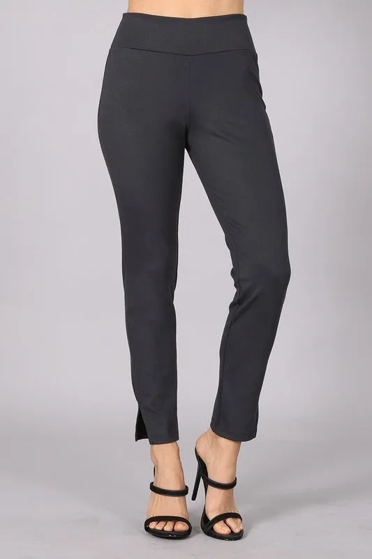 Chatoyant Cropped/capri pants with side slit opening detail and back  pockets - Charcoal