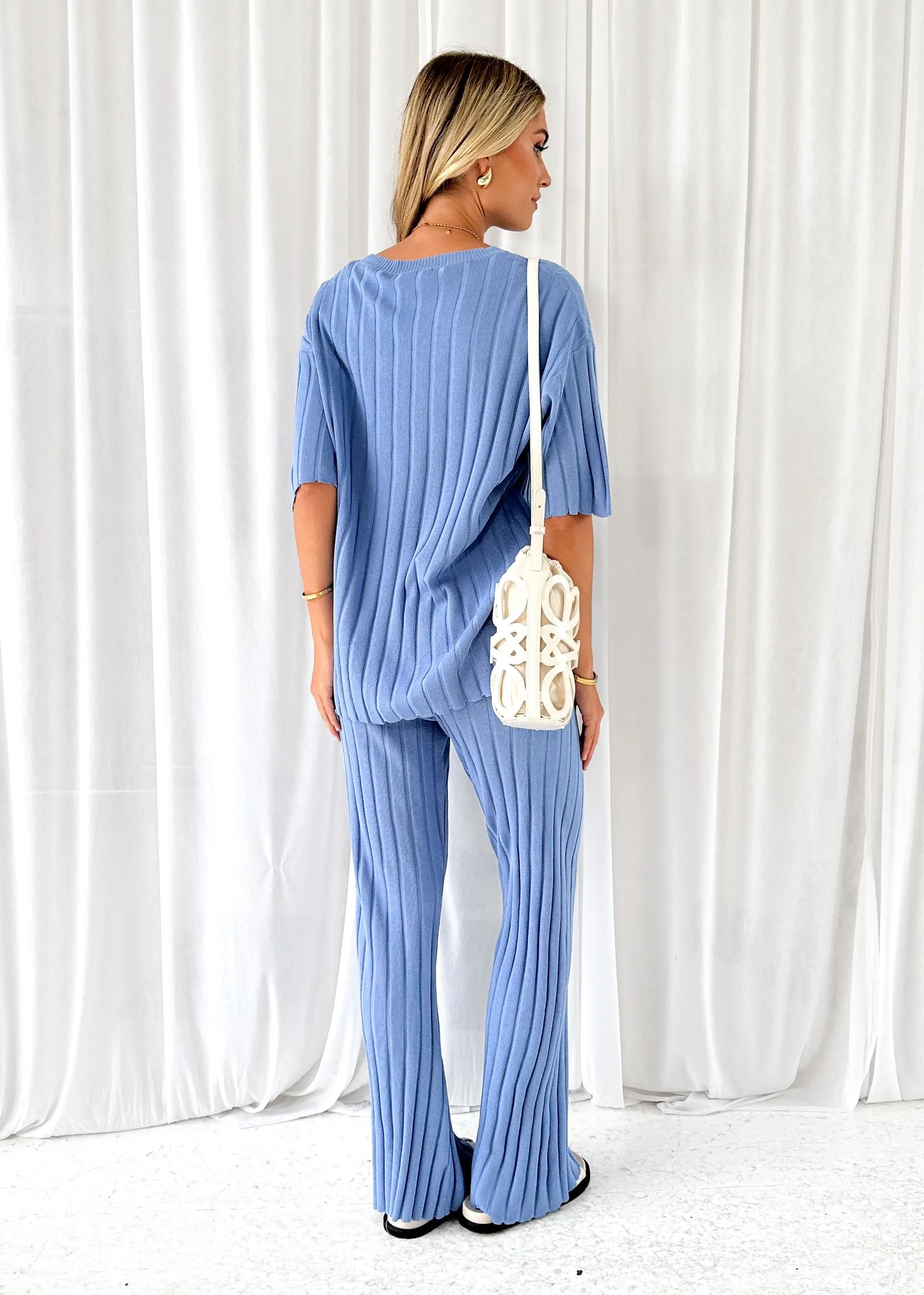 Dahliah Knit Pants - Powder Blue