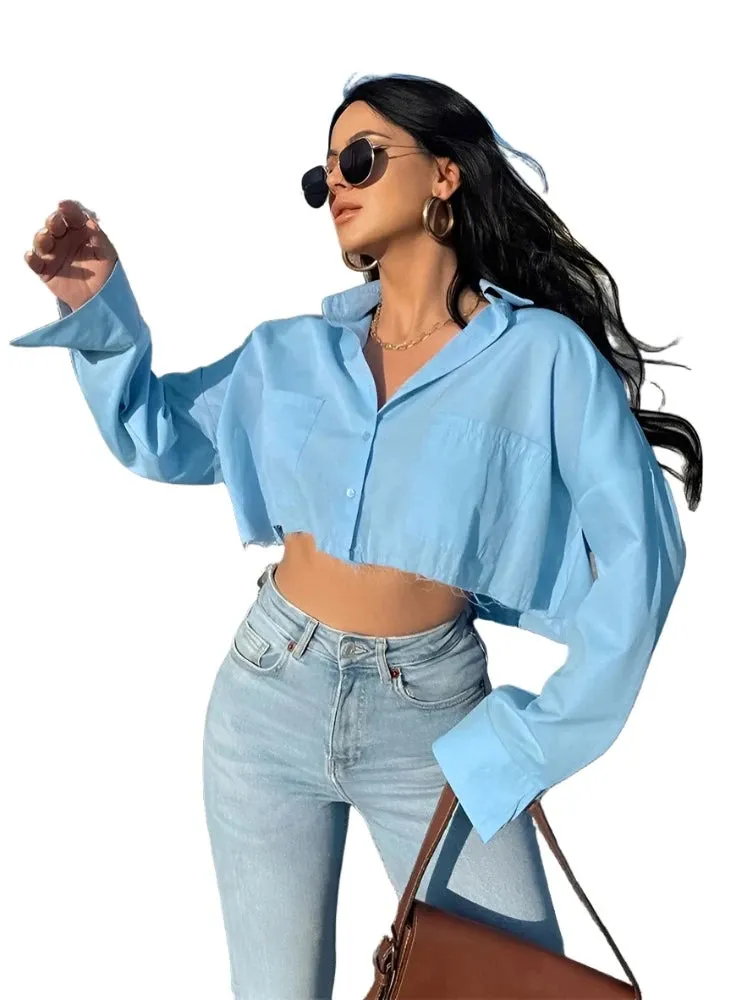 Double-Pocket Cropped Blouse