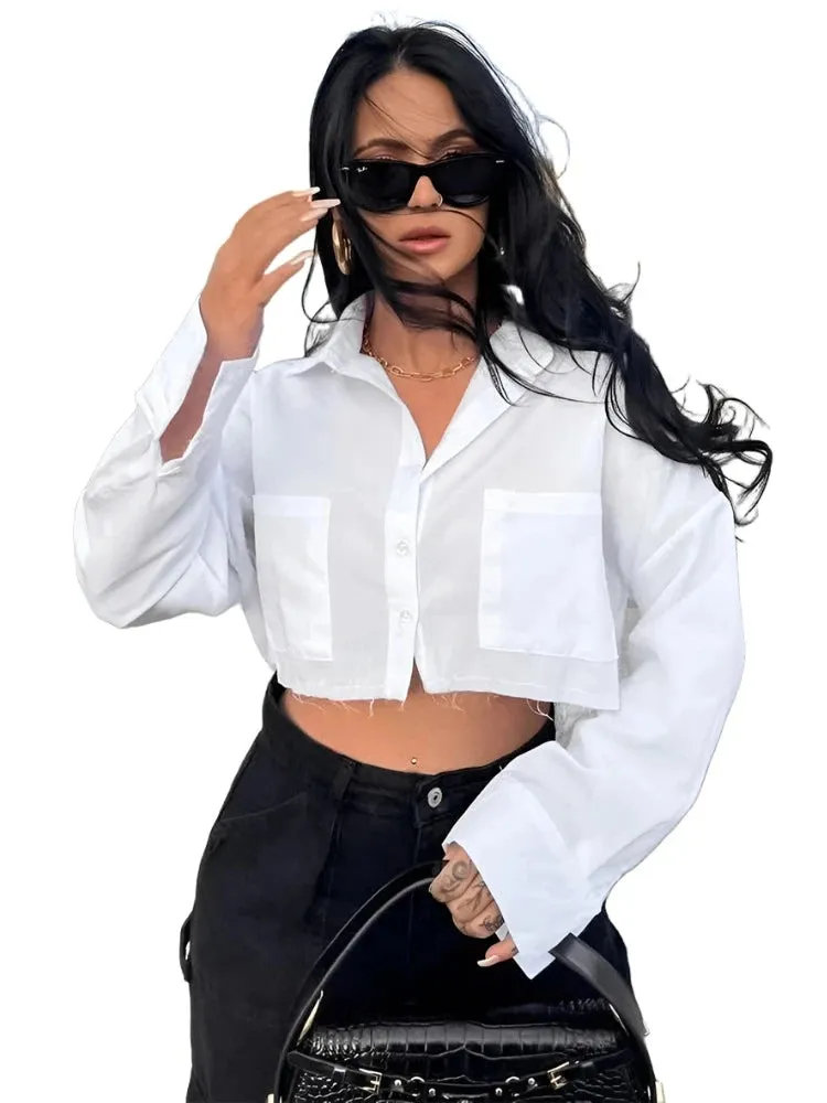 Double-Pocket Cropped Blouse