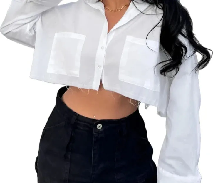 Double-Pocket Cropped Blouse