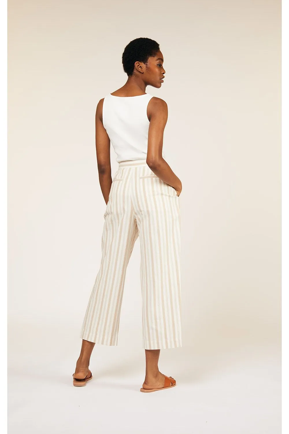 Emerson Striped Trousers in Stone