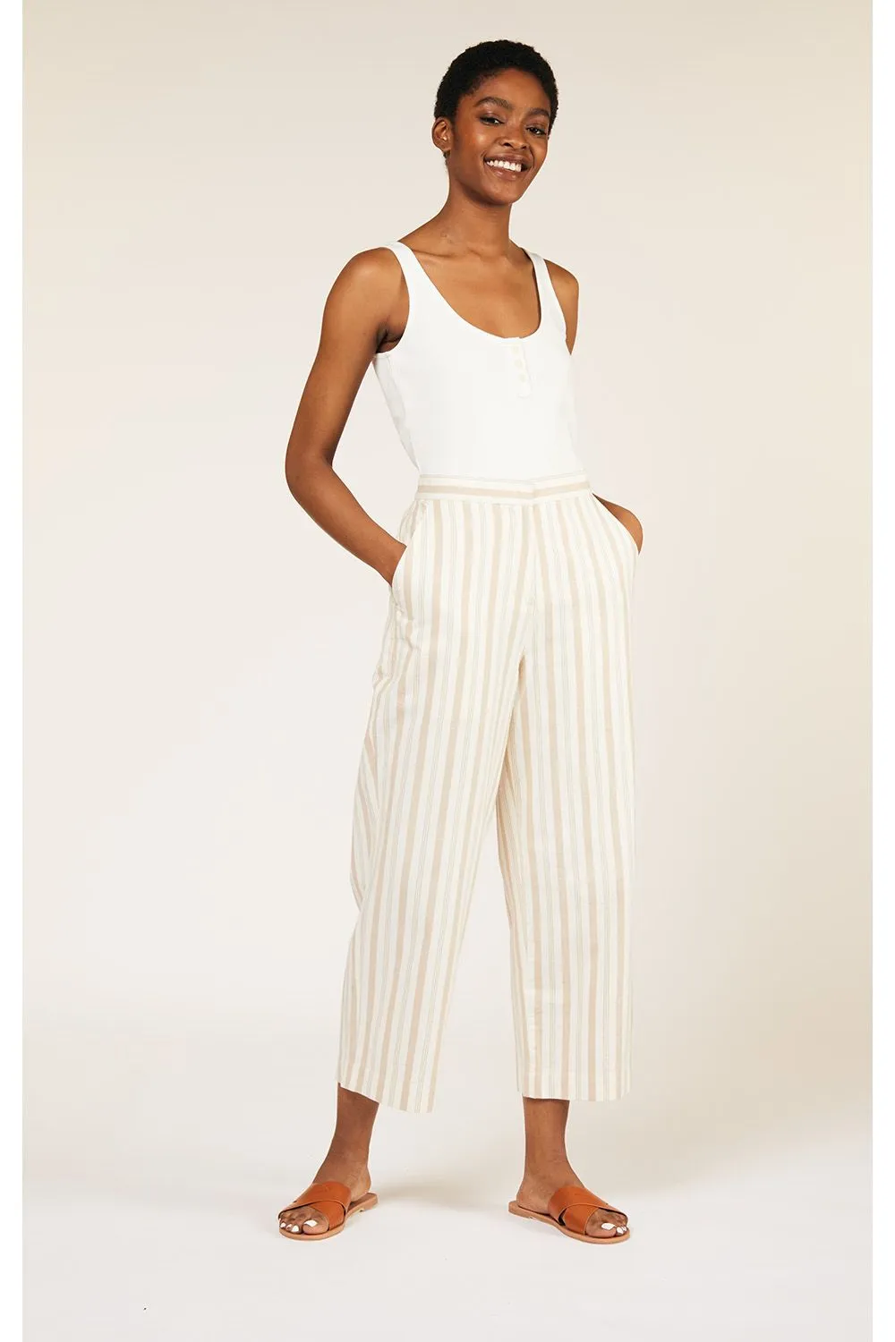 Emerson Striped Trousers in Stone