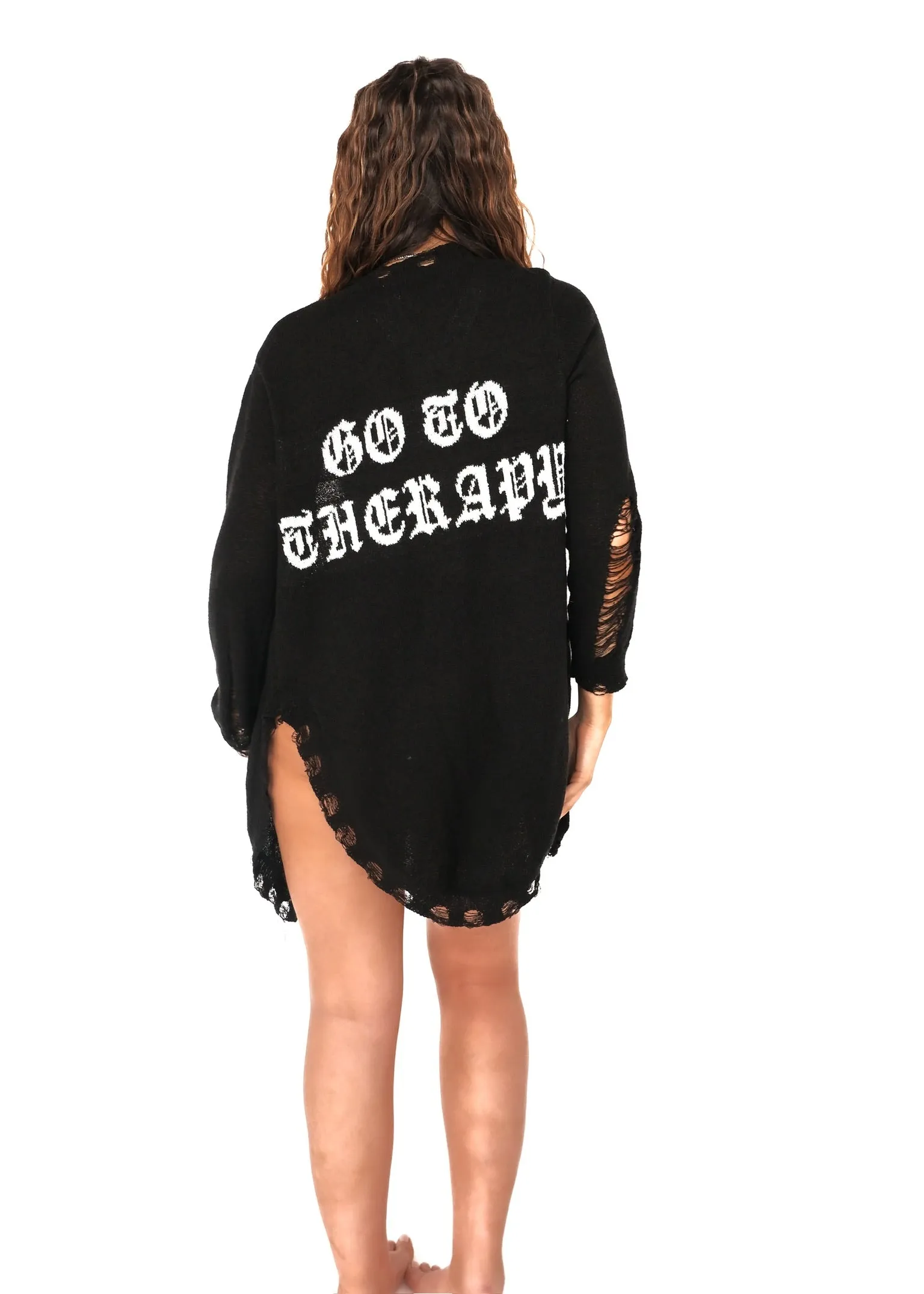 GO TO THERAPY DISTRESSED CARDIGAN