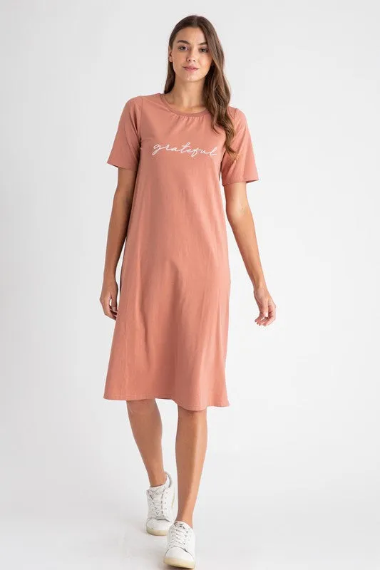 Grateful Tee Dress in Rust