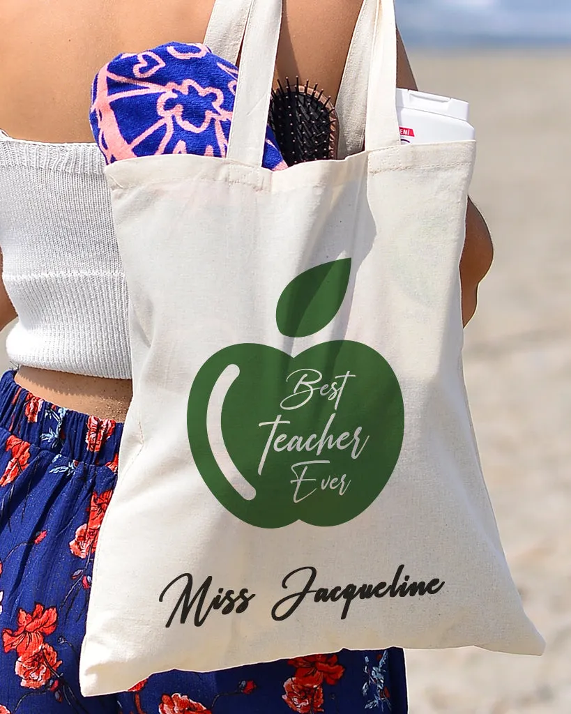 Green Apple Customizable Tote Bag- Teacher's Tote Bags