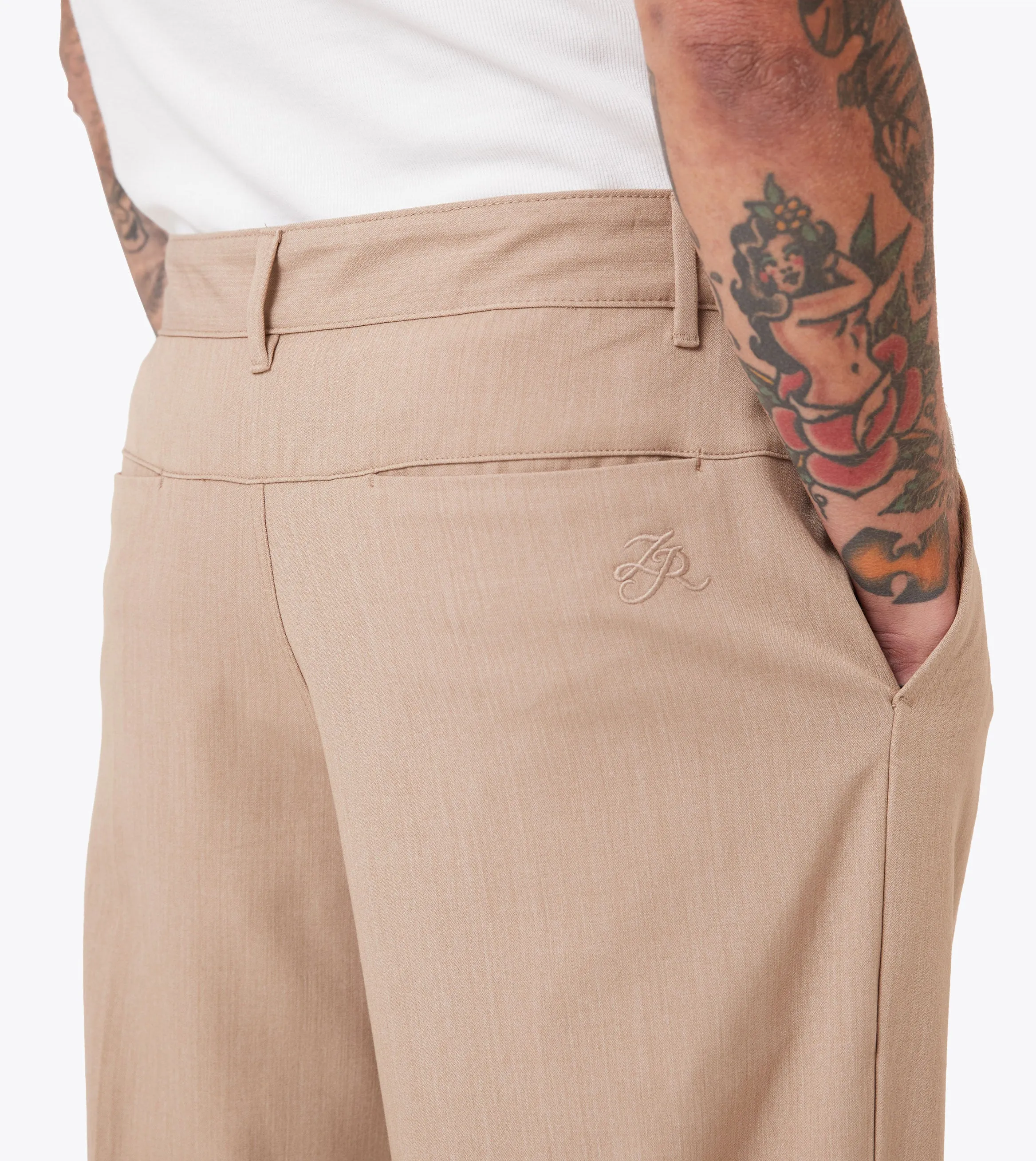 Herringbone Flow Pant Beige