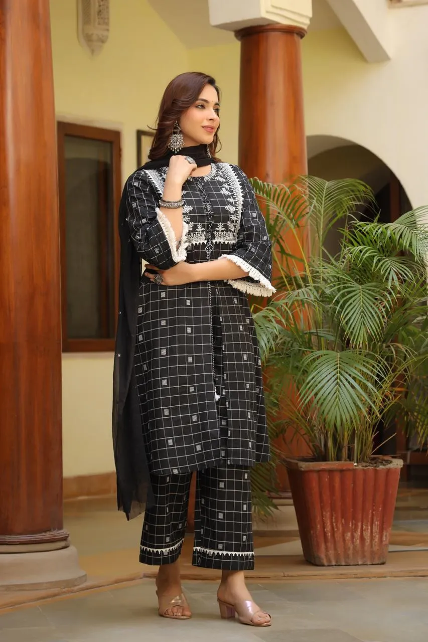 Jeena Swish Checks Suit set